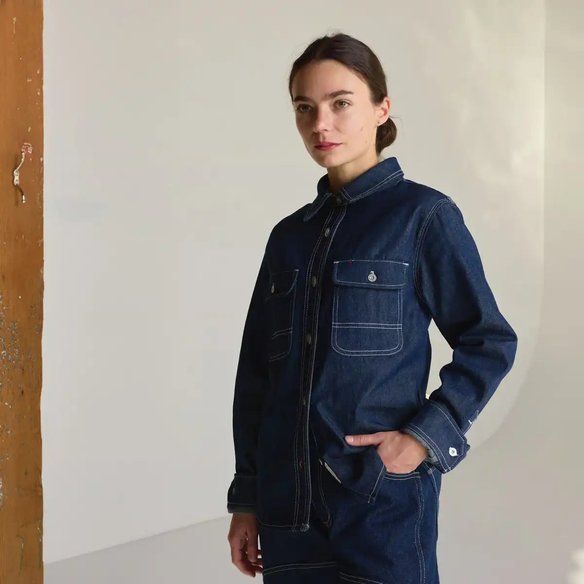 Women's Larch Mt Denim Shirt Dark Wash Indigo - Image 6